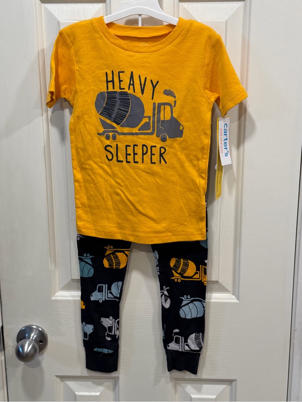 Carter's 4T "Heavy Sleeper" Yellow Truck Pajama Set